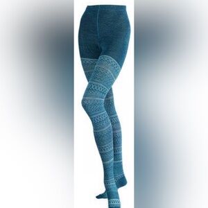 NWOTs 2 PAIRS SMARTWOOL Teal/Green Patterned Tights | M